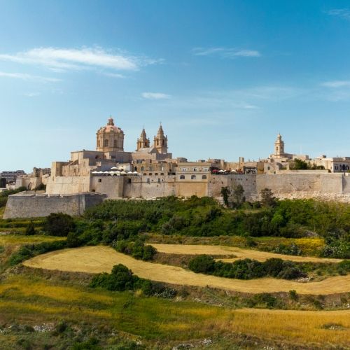 La cit silencieuse historique de Mdina avec ses palais et ses collines alentours