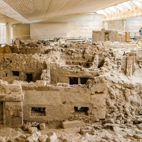 Les vestiges de l'ancienne cit minoenne d'Akrotiri