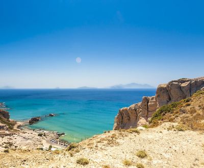 Vue de Paradise Beach sur l'le de Kos lors d'une location de yacht en Grce dans le Dodcanse